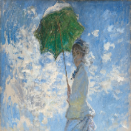 Painting of a person holding an umbrella